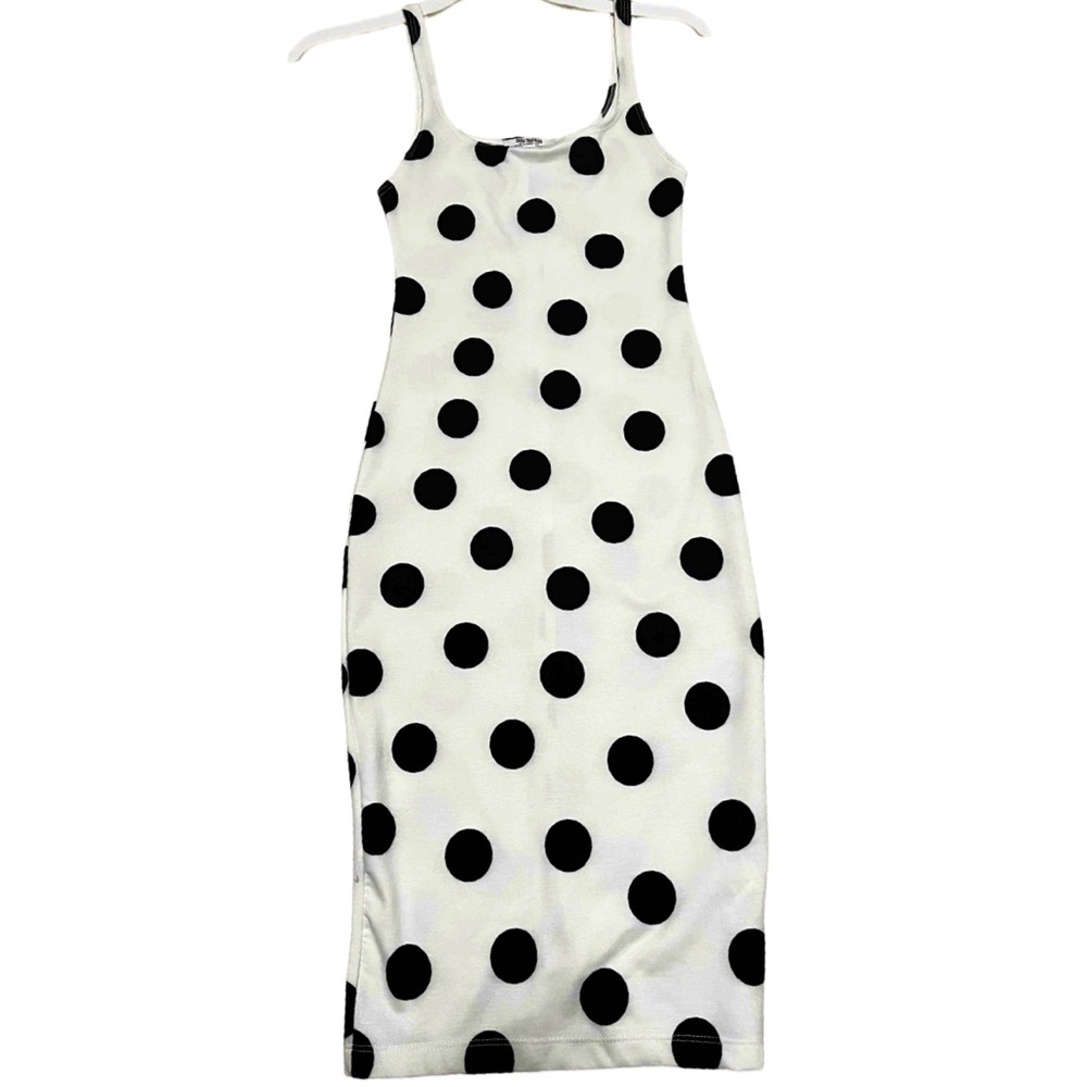 Zara Trafaluc Black and White Polka Dot Midi Dress
